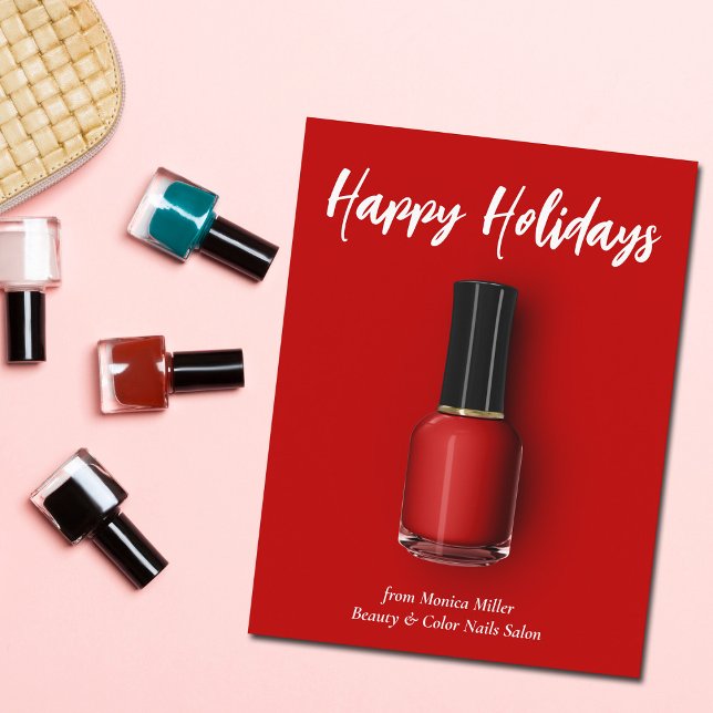 Cartão Postal Red Nail Polska Happy Holidays Custom Beauon (Criador carregado)
