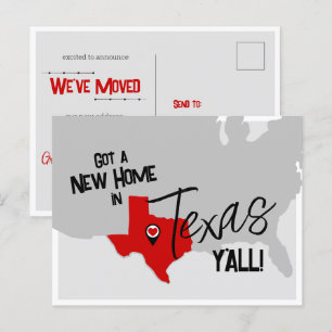 Cartão Postal Red New Home no Texas Y'all Moving