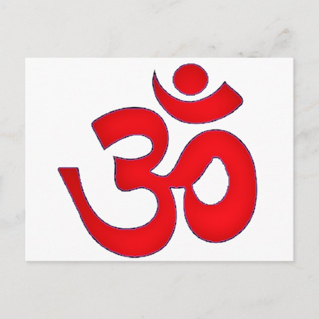 Cartão Postal Red OM,AUM, SANSKRIT, MANTRA, TANTRA, YOGA (Frente)
