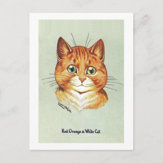 Cartão Postal Red Orange & White Cat, Louis Wain