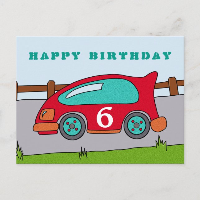 Cartão Postal Red Racing Carro Feliz Aniversário (Frente)