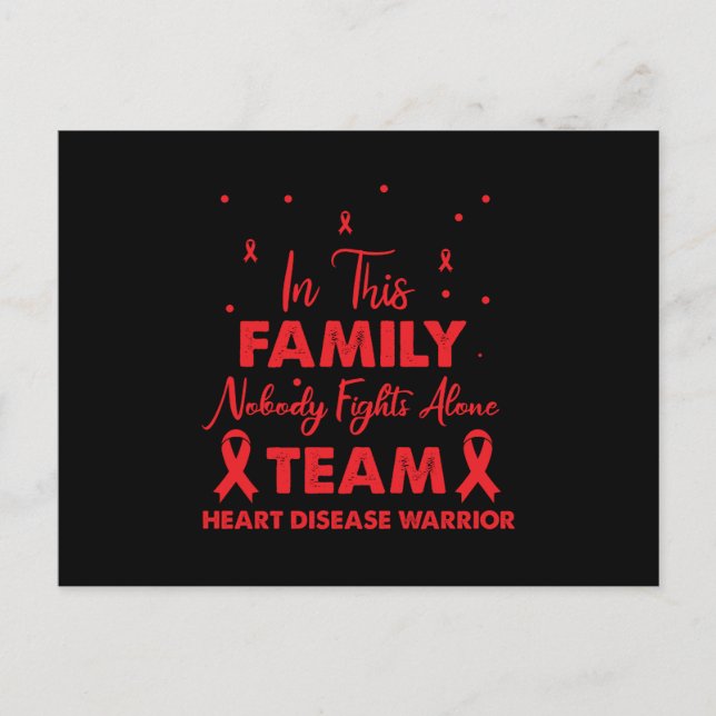 Cartão Postal Red Ribbon Team Heart Disease Warrior (Frente)