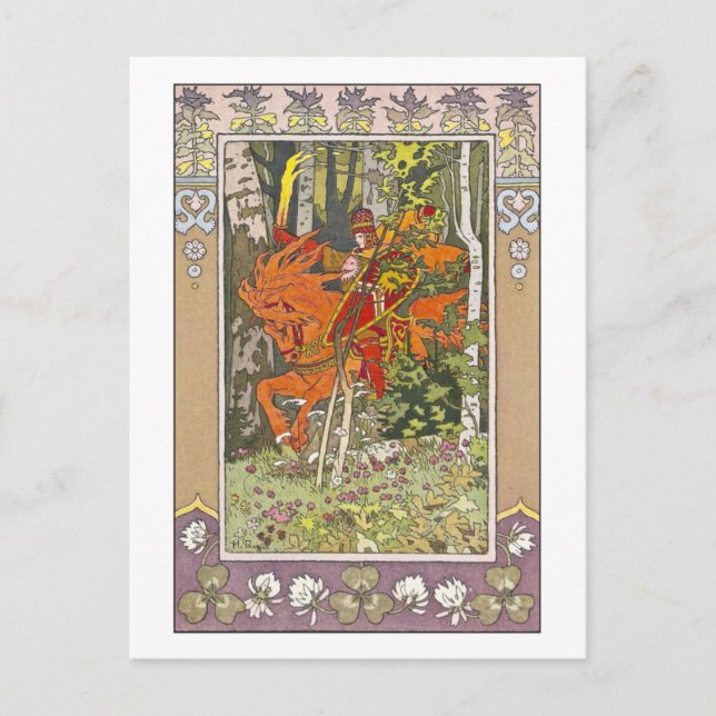 Cartão Postal Red Rider de Ivan Bilibin (Frente)