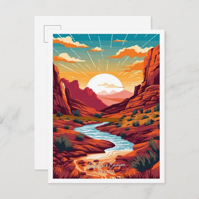 Cartão Postal Red Rock Canyon Nevada Viagem Vintage (Frente/Verso)