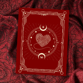Cartão Postal Red romance tarot boho moon