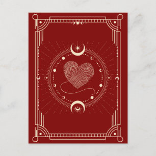Cartão Postal Red romance tarot boho moon