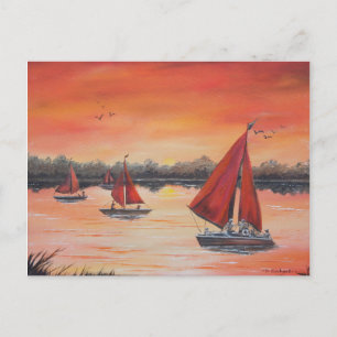 Cartão Postal Red Sails at Sunset