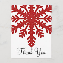 Cartão Postal Red Snowflake Winter Season Obrigado Postcards