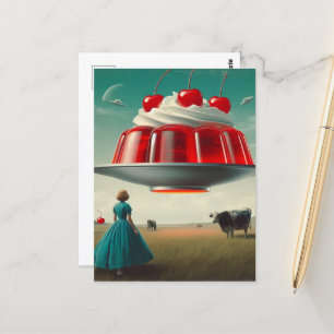 Cartão Postal Red Surreal Sweet Trein Dairy Pasture