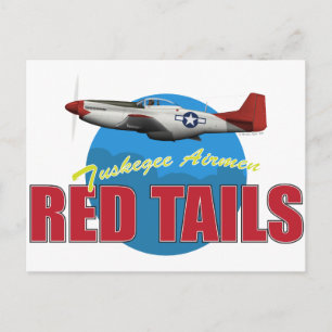 Cartão Postal Red Tail Tuskegee Airmen com P-51