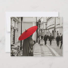 Cartão Postal Red Umbrella Black and White Photoshop