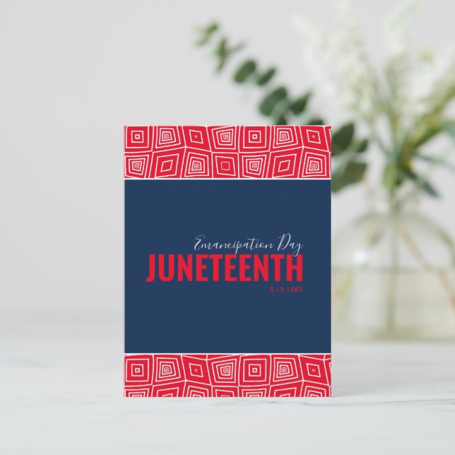Cartão Postal Red White Blue Emancipation Day June 19 JUNETEENTH (Em pé/Frente)