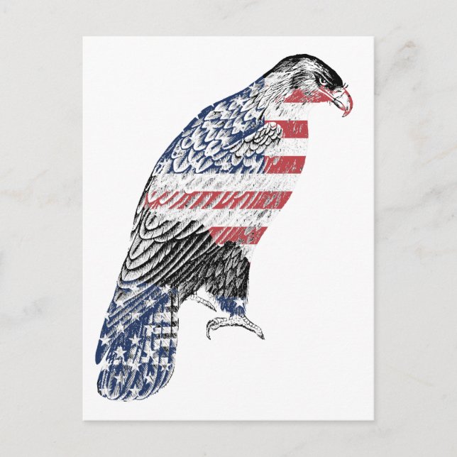 Cartão Postal Red White E Blue USA Patriotic Eagle Art (Frente)