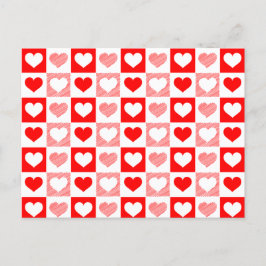Cartão Postal Red White Love hearts Valentine's Day