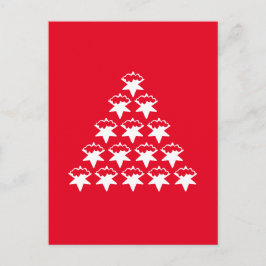 Cartão Postal Red White Natal agora Stars Tree