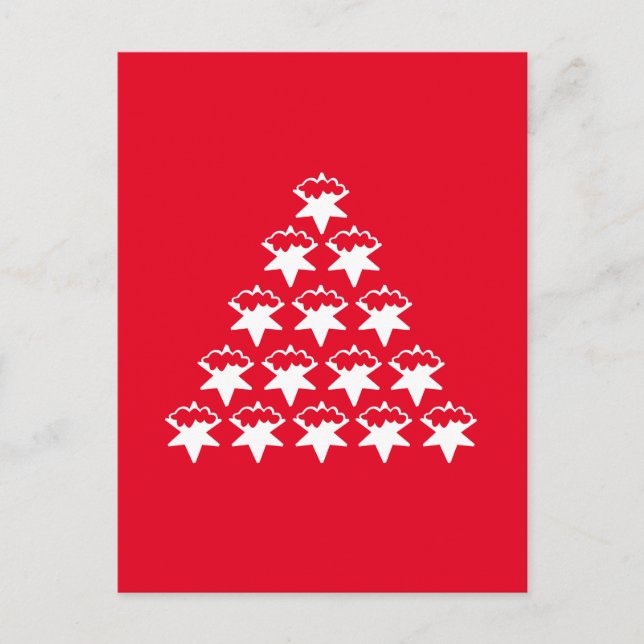 Cartão Postal Red White Natal agora Stars Tree (Frente)