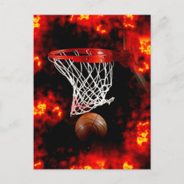 Cartão Postal Rede de Basquete, Ball & Flames