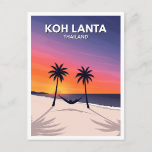 Cartão Postal Rede de dormir de Koh Lanta em um mar de cores do
