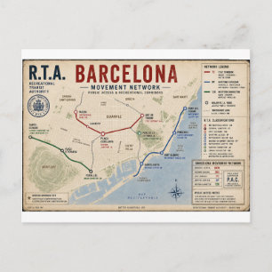 Cartão Postal Rede de Movimento de Barcelona Postcard R.T.A.