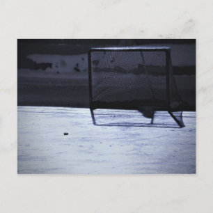 Cartão Postal Rede vazia de hóquei no gelo do inverno