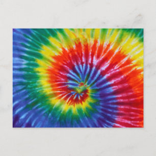 Cartão Postal Redemoinho em Espiral Tie-Dye - Arco-íris