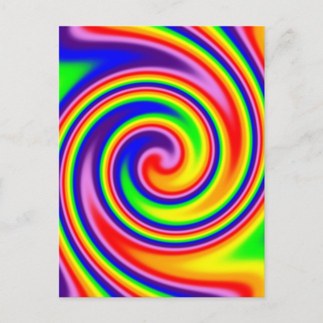 Cartão Postal Redemoinho espiral colorido brilhante do arco-íris (Frente)