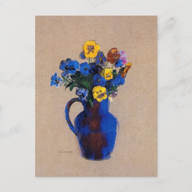 Cartão Postal Redon - Vaso de Flores de Pansias, (Frente)