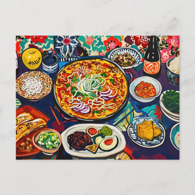 Cartão Postal Refeição da família (Frente)