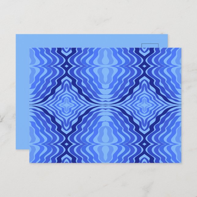 Cartão Postal Refletor Blue Waves Moderna Design abstrato (Frente/Verso)