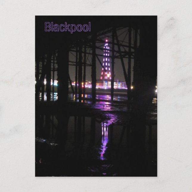 Cartão Postal Reflexão Em Água Da Torre Blackpool, (Frente)