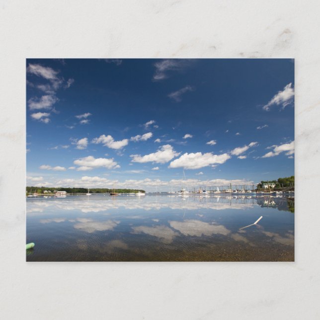 Cartão Postal Reflexão sobre o Céu no Porto de Belfast, Maine (Frente)