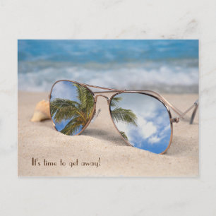 Cartão Postal reflexo de óculos de sol viagem de férias tropic