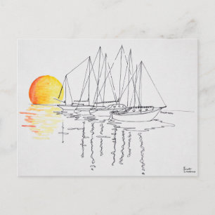 Cartão Postal Reflexo do barco à vela Concarneau, Bretanha