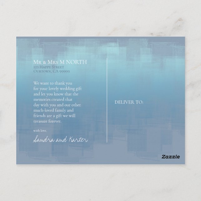 Cartão Postal Reflexões de Aquarela Obrigado Azul Dusty ID774 (Verso)