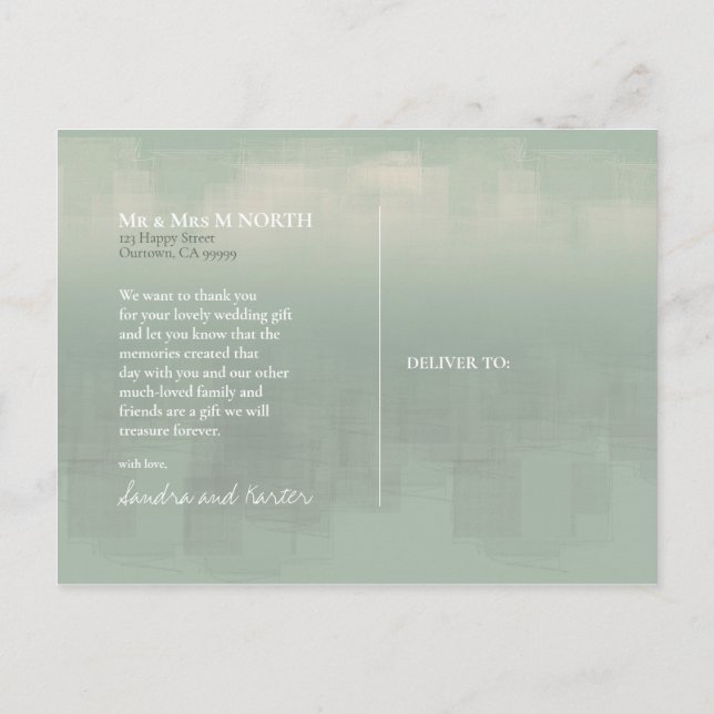 Cartão Postal Reflexões de Aquarela Obrigado Sage ID774 (Verso)