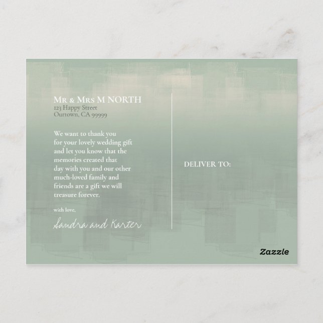 Cartão Postal Reflexões de Aquarela Obrigado Sage ID774 (Verso)