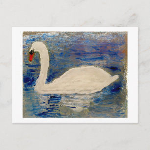 Cartão Postal Reflexões do Cisne de Pintura de Pássaros