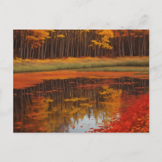 Cartão Postal Reflexões do outono em lago Serene (Frente)