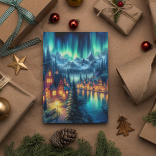 Cartão Postal Reflexos ao Luar: Lago Noturno com Casas