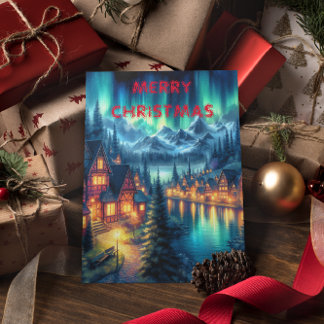 Cartão Postal Reflexos ao Luar: Lago Noturno Com Casas