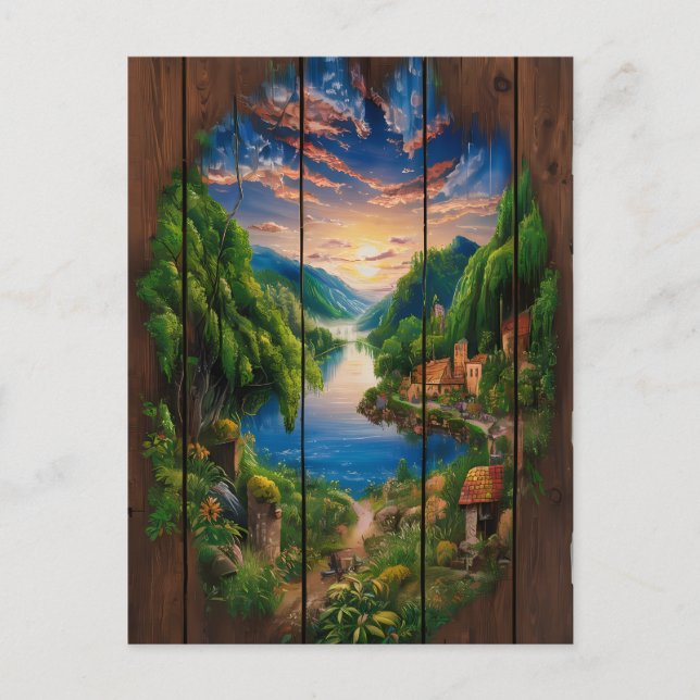 Cartão Postal Reflexos Serenos: Um Retrato do Lago (Frente)