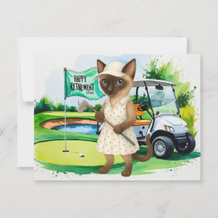 Cartão Postal Reforma de golfe para amantes de gatos siameses