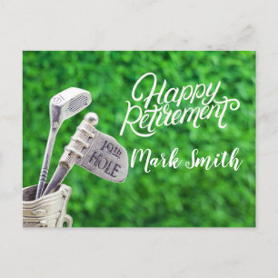 Cartão Postal Reforma feliz do golfe com ferro de golfe