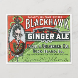 Cartão Postal Refrigerante Blackhawk Ginger Ale Rock Island Illi
