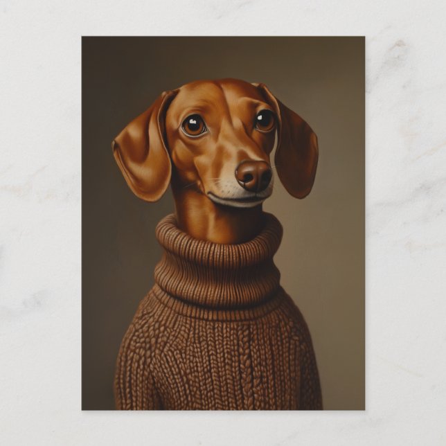 Cartão Postal Regal Dachshund em um Turtleneck (Frente)