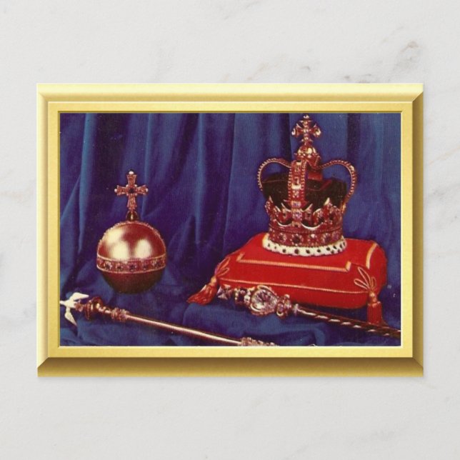 Cartão Postal Regalia da coroação da Rainha Elizabeth II (Frente)