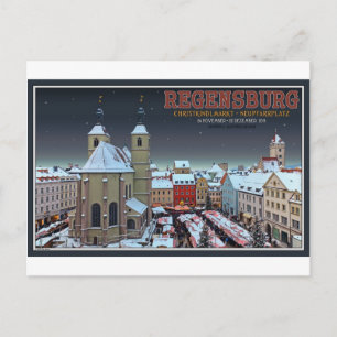 Cartão Postal Regensburg Christkindlmarkt sobre o Neupfarrplatz