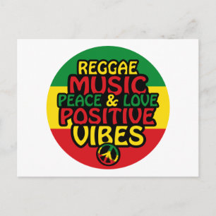 Cartão Postal Reggae design com aspas positivas e sinalizador re