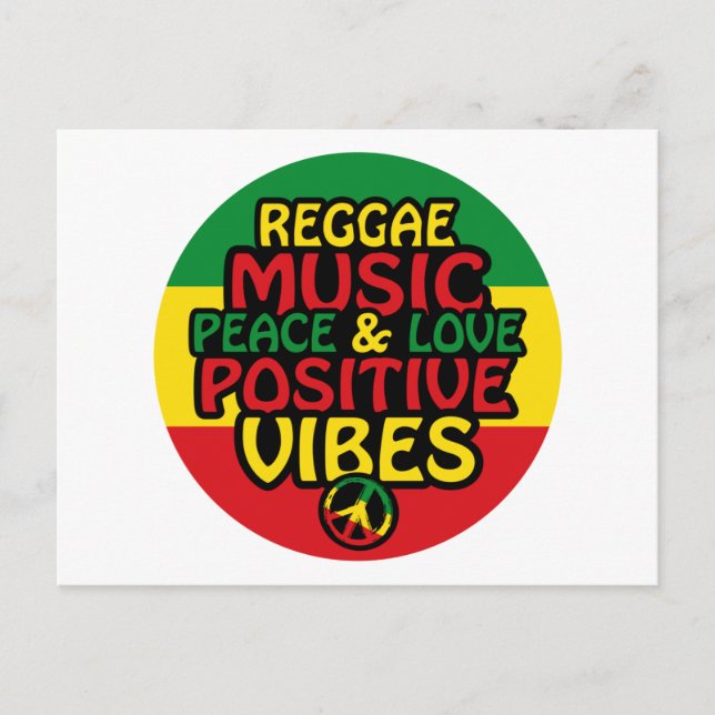 Cartão Postal Reggae design com aspas positivas e sinalizador re (Frente)