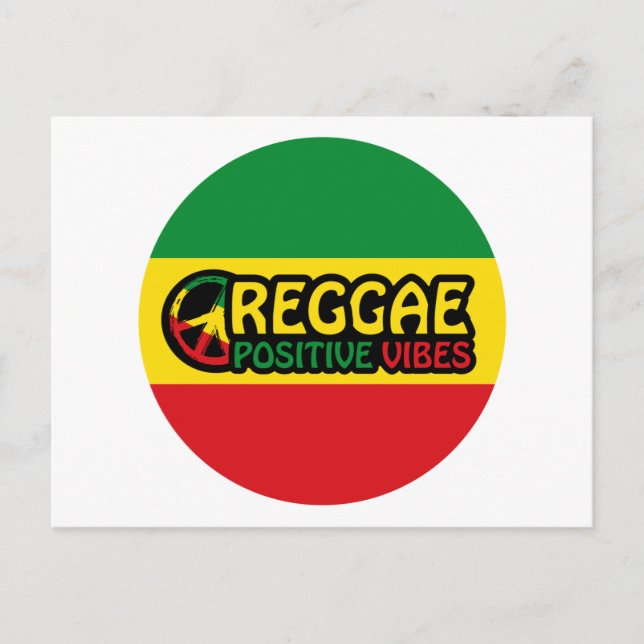 Cartão Postal Reggae Music com vibrações positivas e bandeira de (Frente)